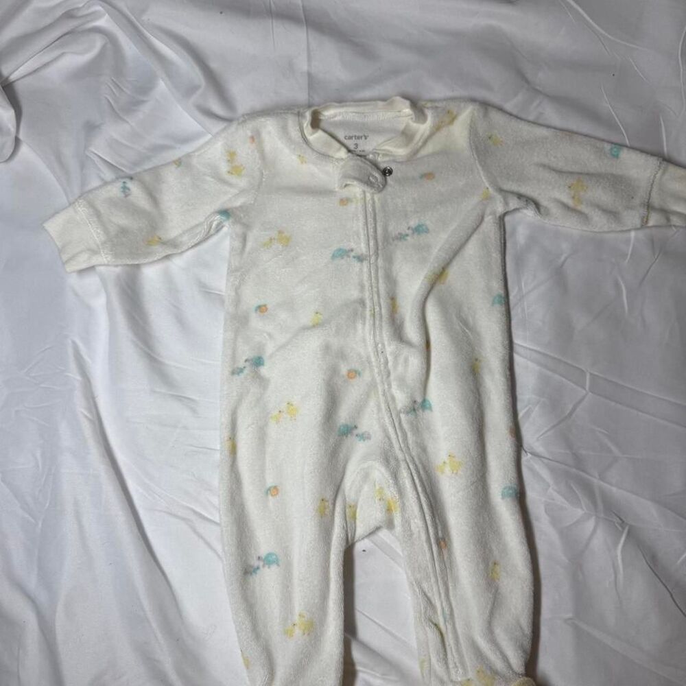 Carter-s White and Cream Sleepsuits-babygrows
